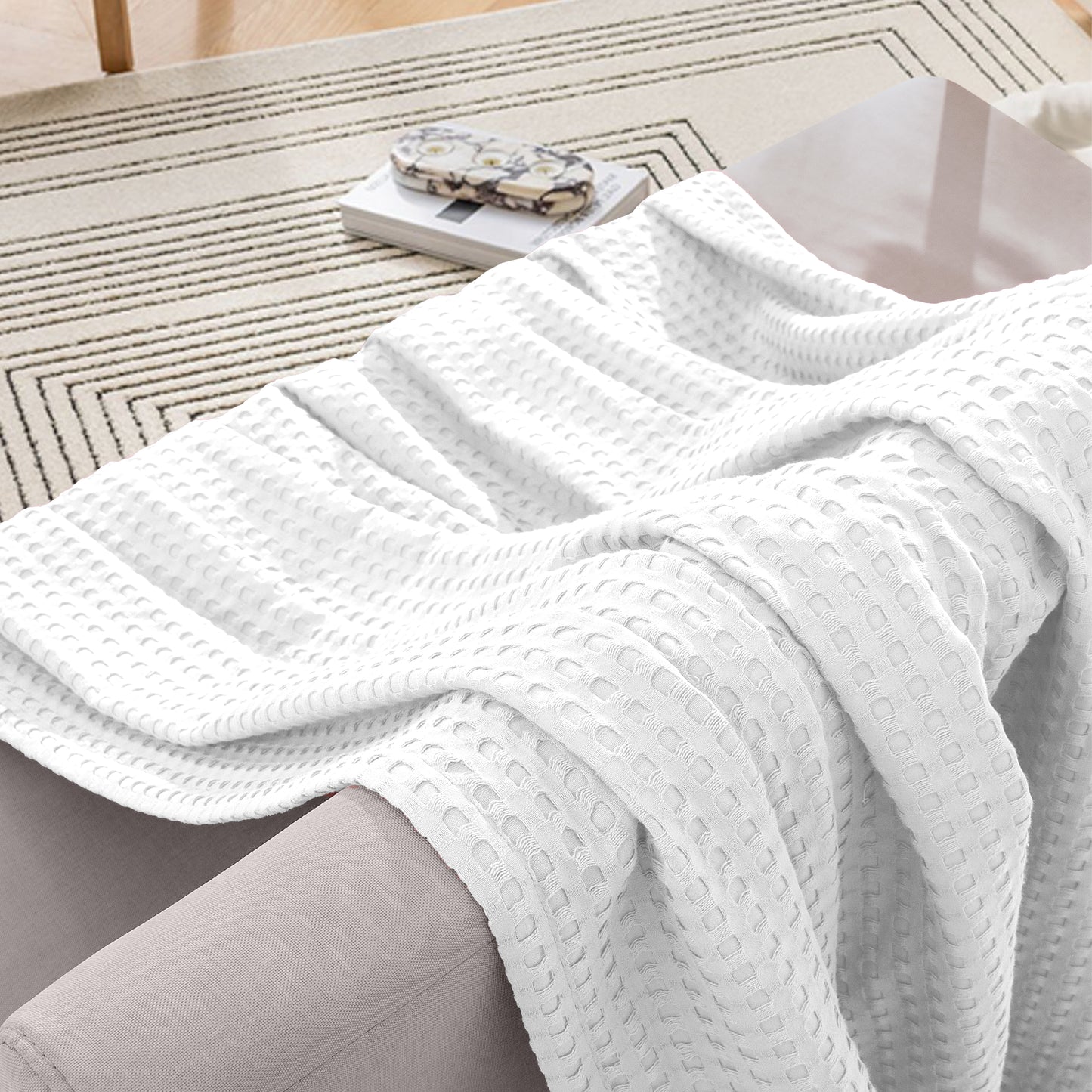 Elegant Comfort Cotton Waffle Blanket
