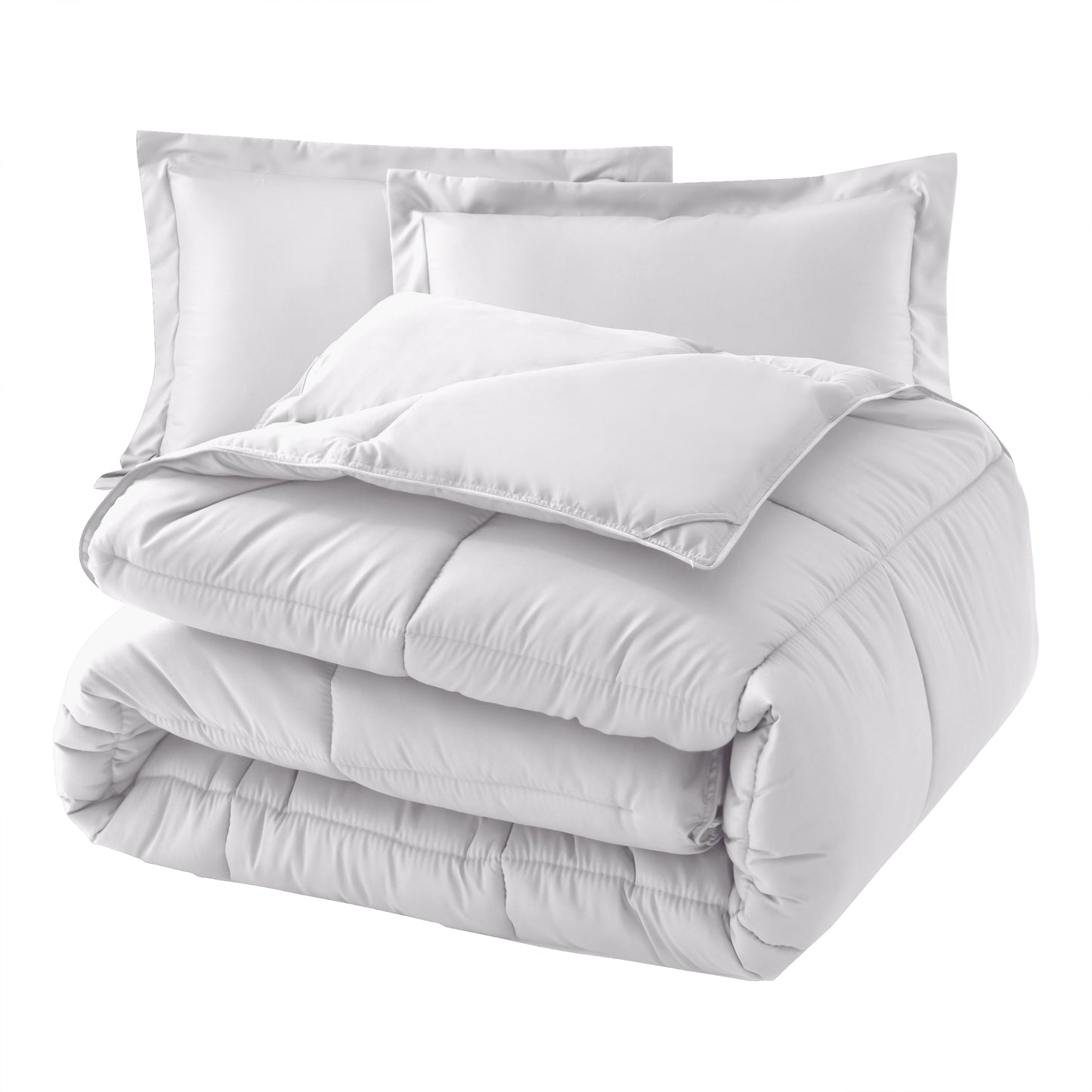 Elegant Comfort 3-Piece Solid Box Stitched Comforter & Shams - Double-Filled Comforter