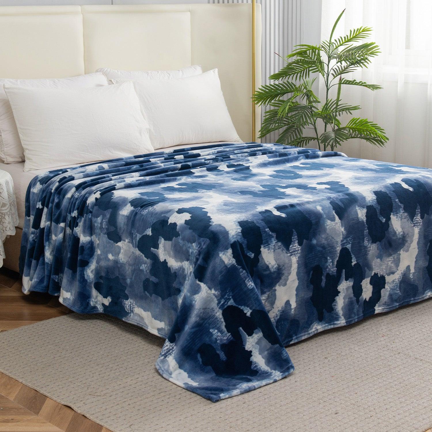 Elegant Comfort Camouflage Printed Velour Fleece Blanket Design Velv