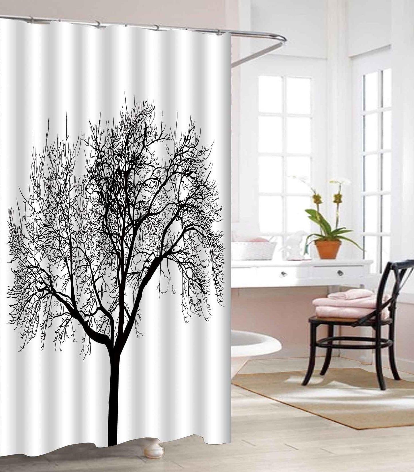 Elegant Comfort Vinyl Waterproof Shower Curtain - 3D Graphic Printed and Clear