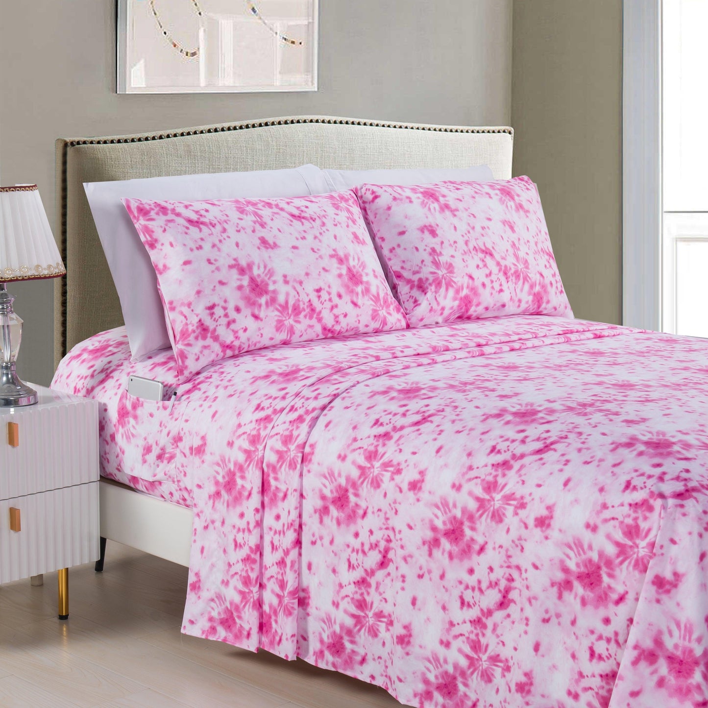 Elegant Comfort 6-Piece Colorful Tie Dye Pattern Sheet Set - Soft as a Hotel Premium Quality Bedding