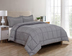 3-Piece Solid Box Stitched Comforter & Shams - Double-Filled Comforter
