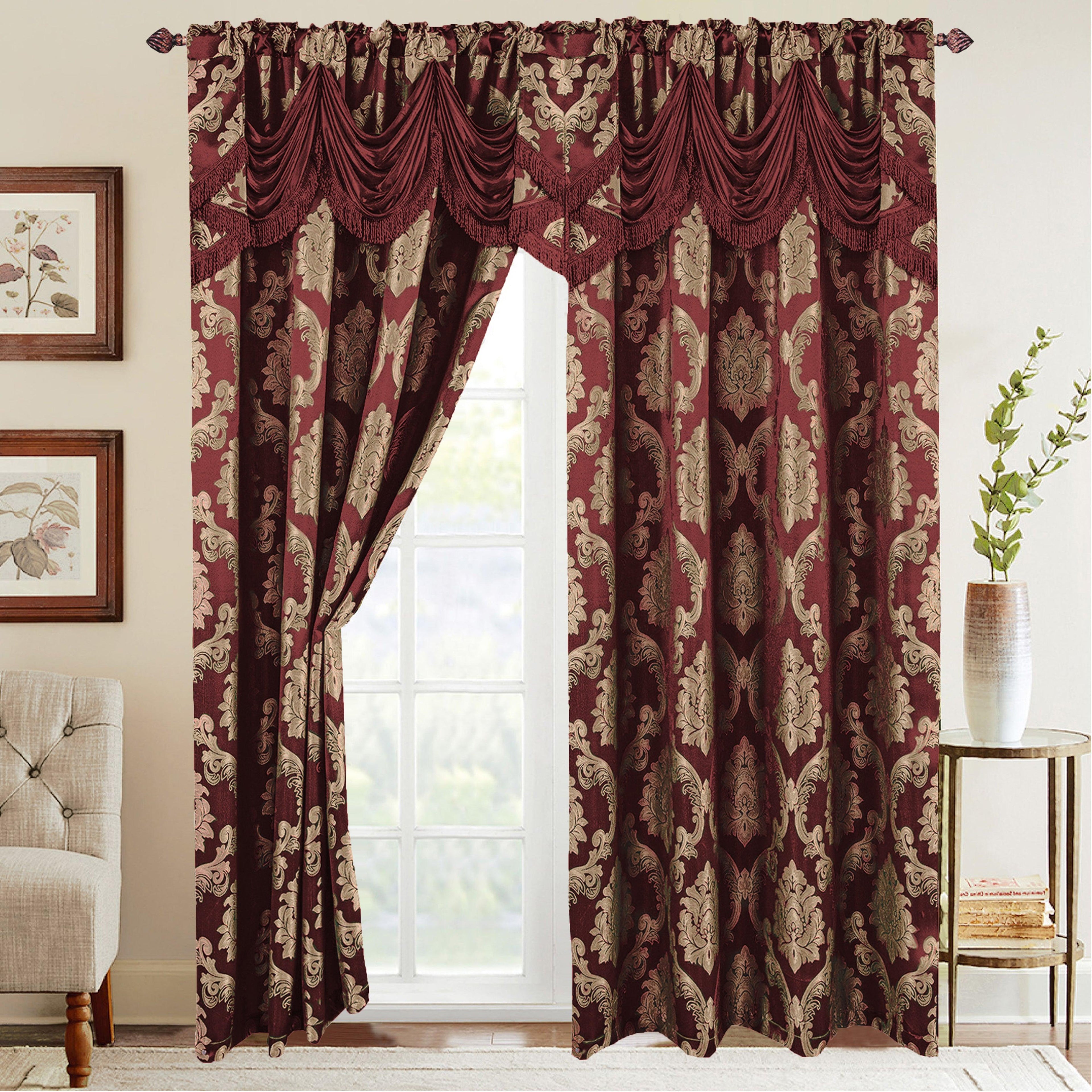 Set of 2 Nesreen Jacquard Look Curtain Panels - 54" W x 84" L