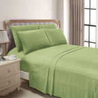 6-Piece Dobby Stripe Printed Bed Sheet Set- Soft as a Hotel Premium Quality