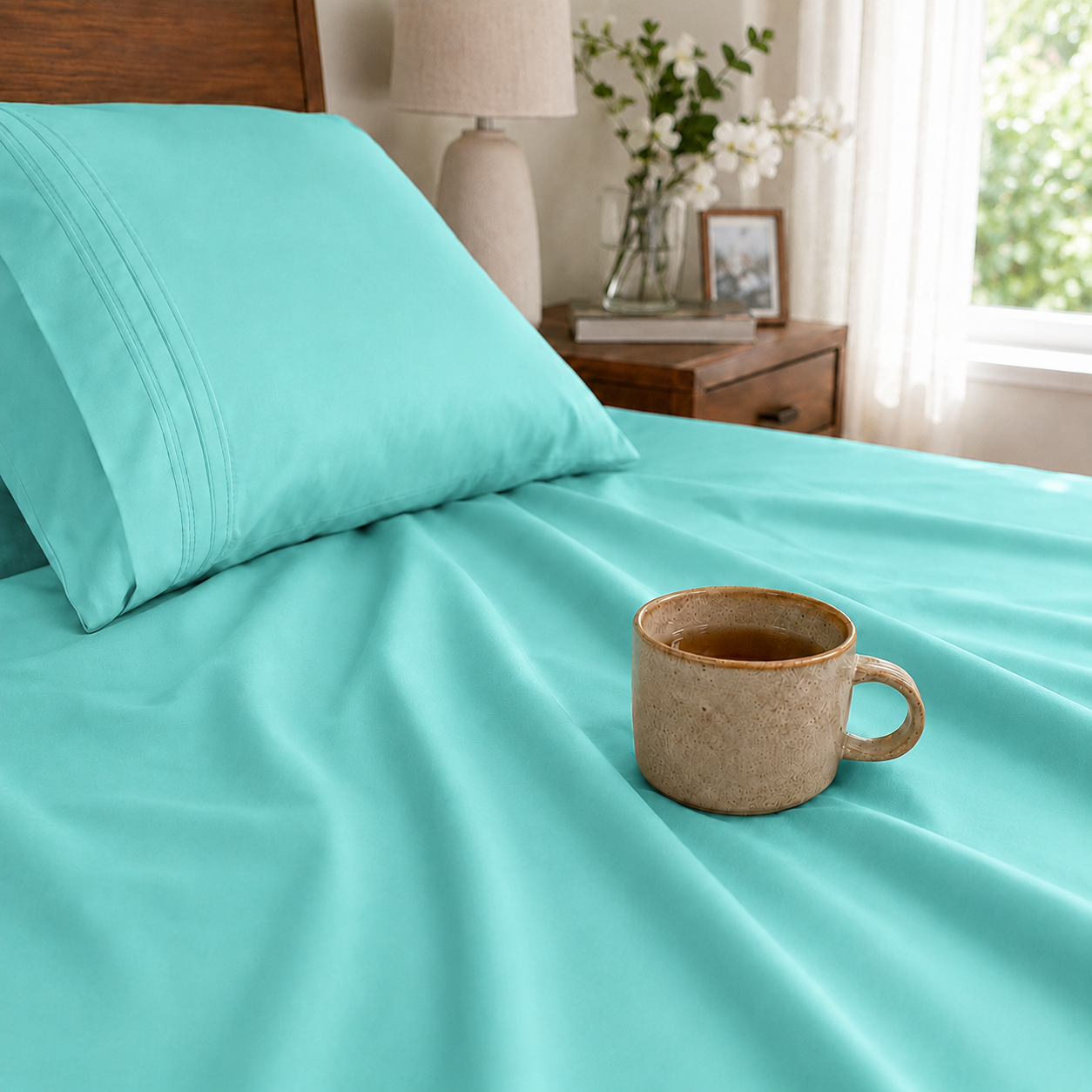 Extra deep Pocket 3 Line Embroidery, 6-Piece Sheet Set