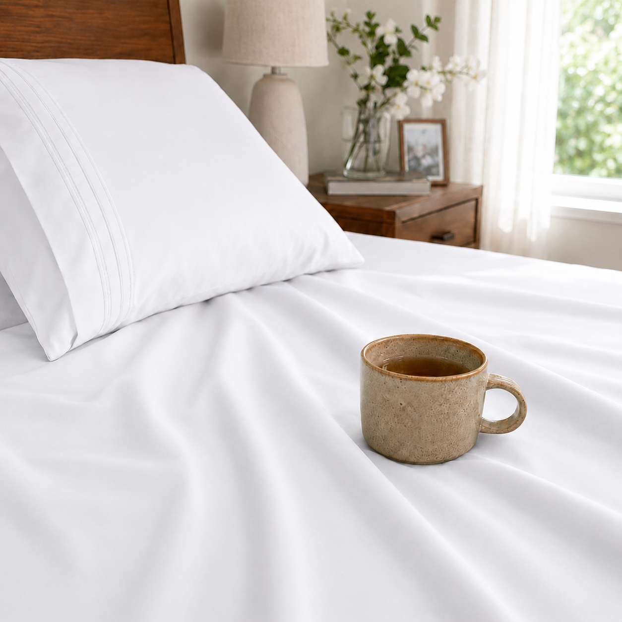 Extra deep Pocket 3 Line Embroidery, 6-Piece Sheet Set