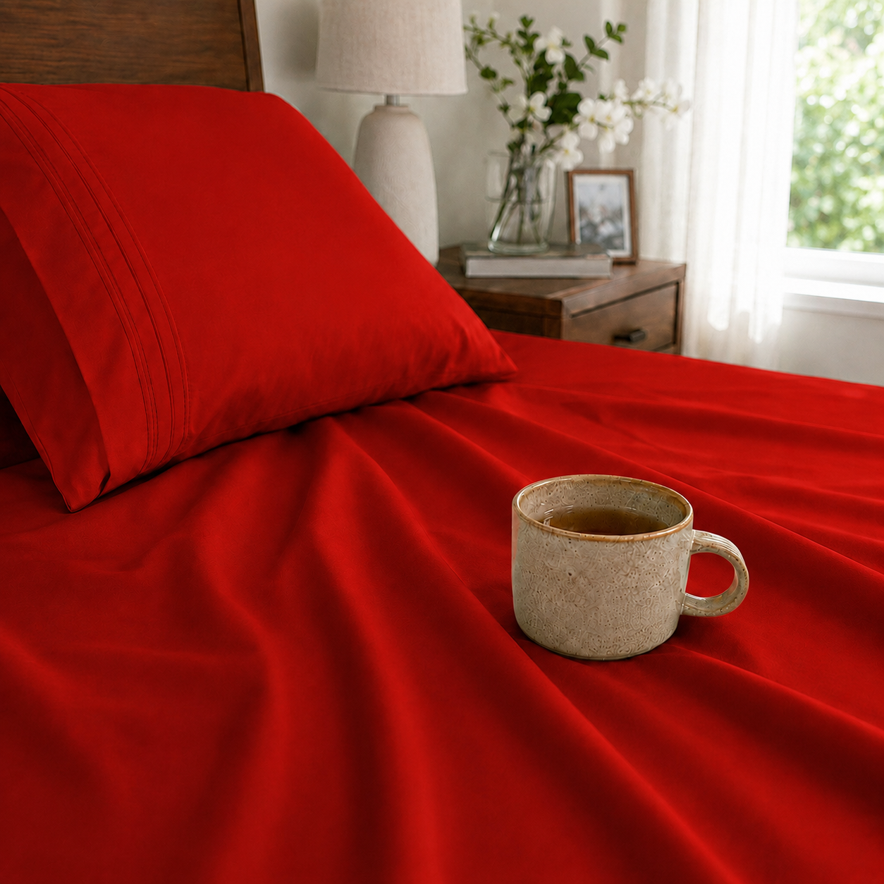 Extra deep Pocket 3 Line Embroidery, 6-Piece Sheet Set