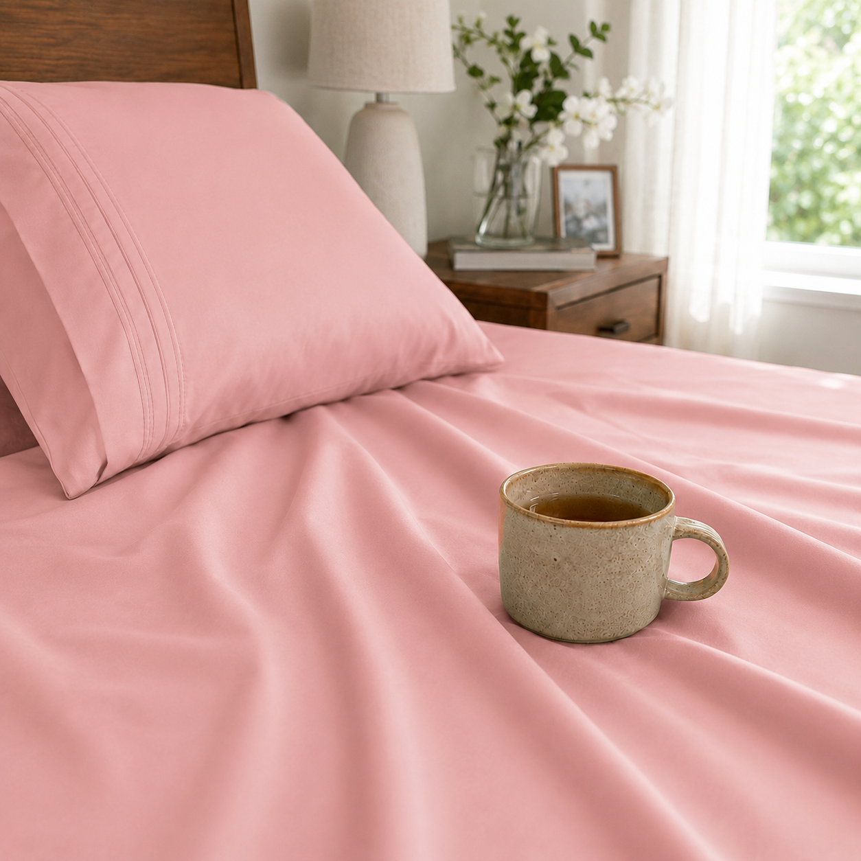 Extra deep Pocket 3 Line Embroidery, 6-Piece Sheet Set