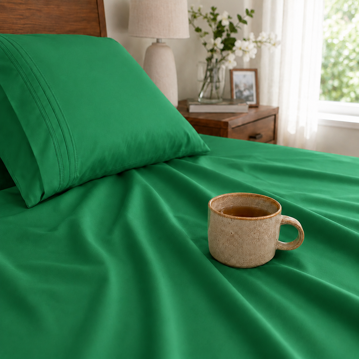 Extra deep Pocket 3 Line Embroidery, 6-Piece Sheet Set