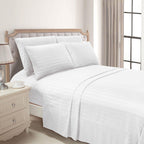 6-Piece Dobby Stripe Printed Bed Sheet Set- Soft as a Hotel Premium Quality