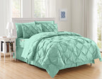 8-Piece Pintuck Pinch Pleated Comforter Set - Includes 4-Piece Sheet Set with Double Sided Storage Pockets