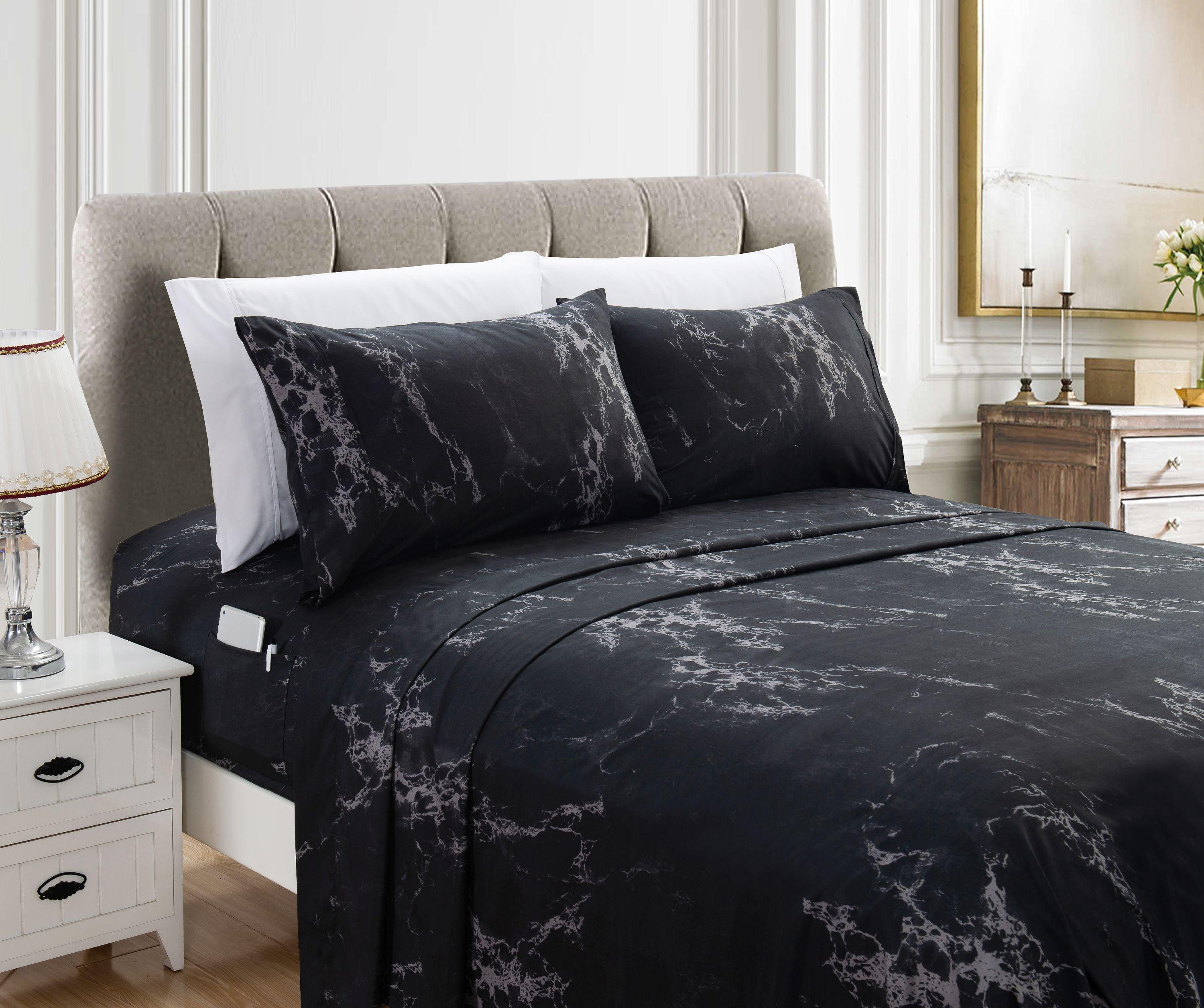 6-Piece Marble Printed Pattern - Soft as a Hotel Premium Quality