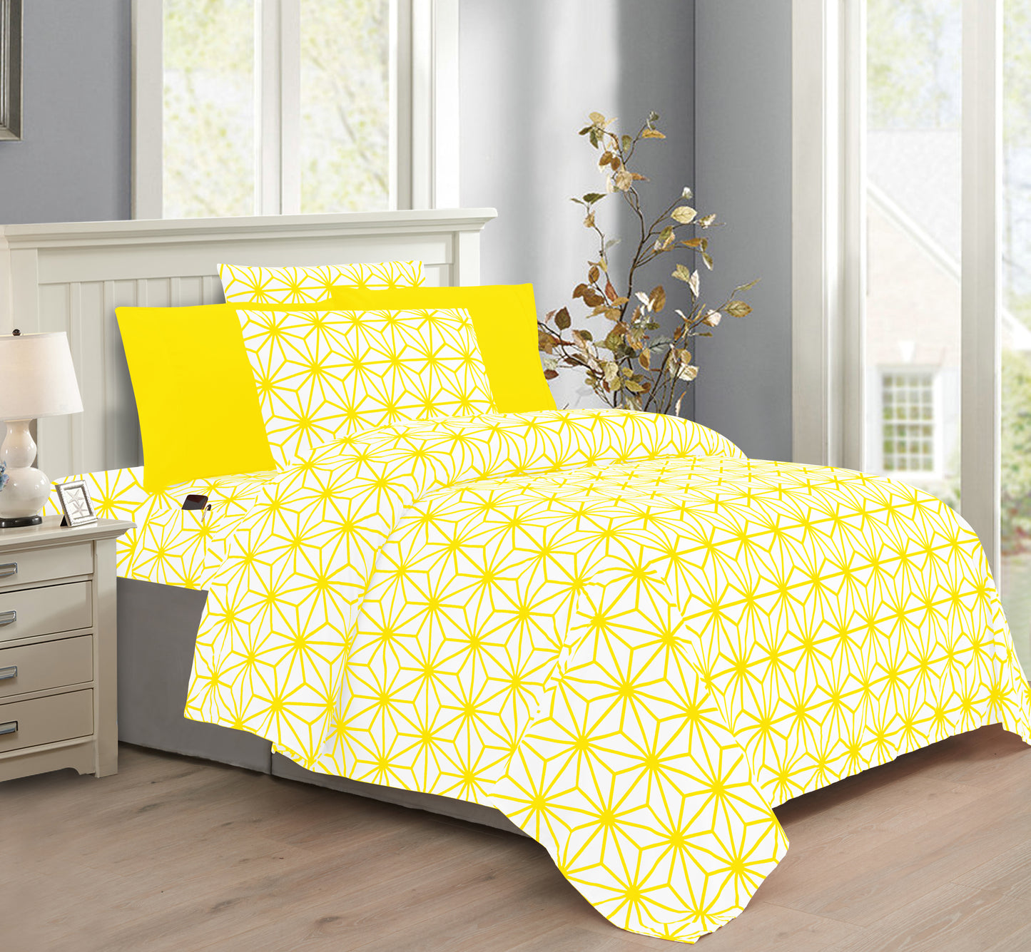 Elegant Comfort 6-Piece Cube Bed Sheet Set  - Geometric Pattern - Soft as a Hotel Premium Quality