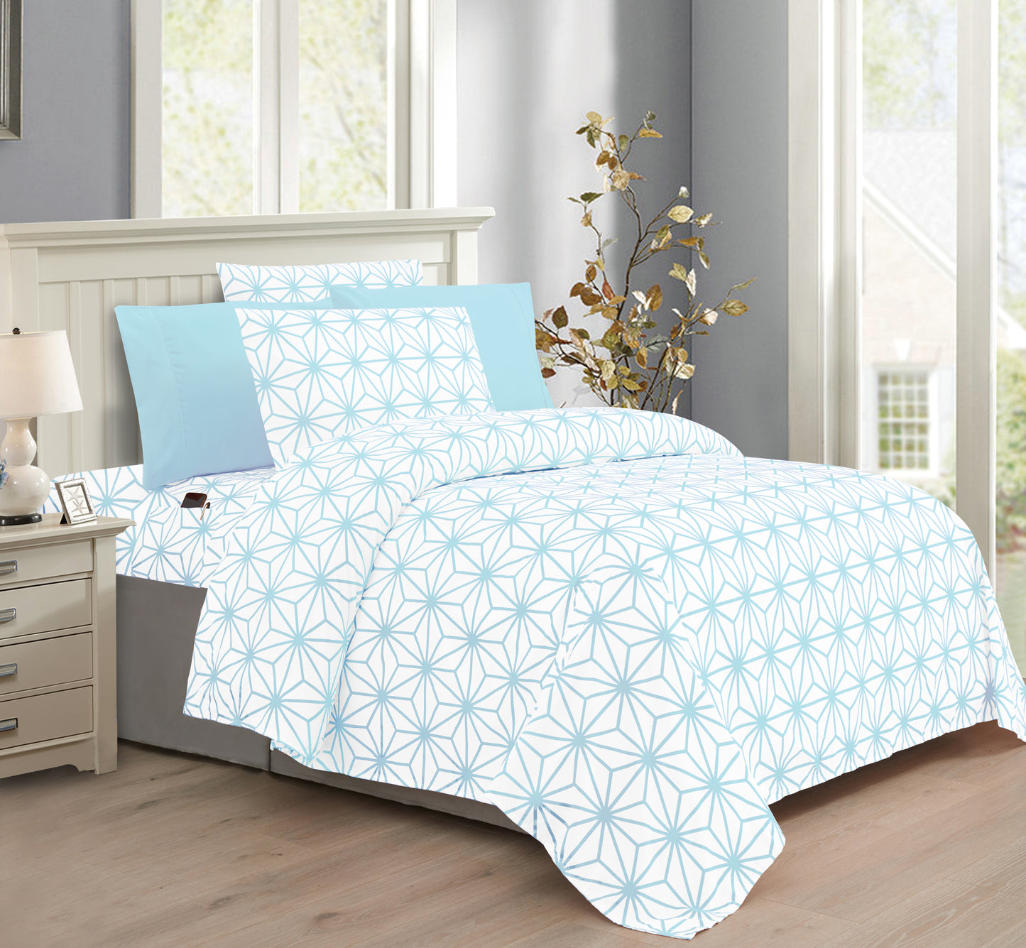 Elegant Comfort 6-Piece Cube Bed Sheet Set  - Geometric Pattern - Soft as a Hotel Premium Quality