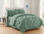 8-Piece Pintuck Pinch Pleated Comforter Set - Includes 4-Piece Sheet Set with Double Sided Storage Pockets