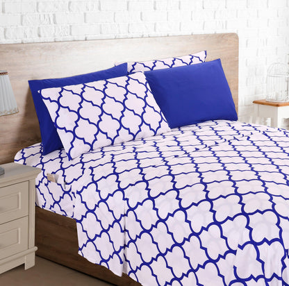 Elegant Comfort 6-Piece Moroccan Trellis Printed Pattern - Soft as a Hotel Premium Quality