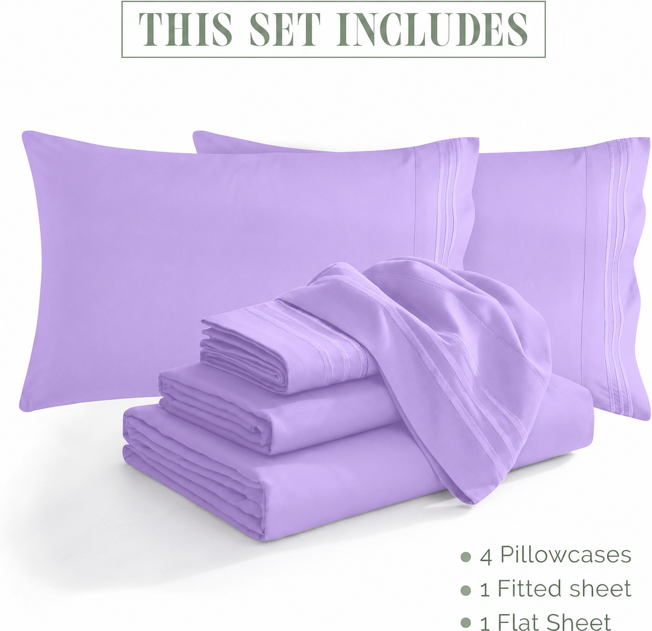 Extra deep Pocket 3 Line Embroidery, 6-Piece Sheet Set