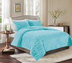 Fluffy 3-Piece Faux Rabbit Fur Comforter Set
