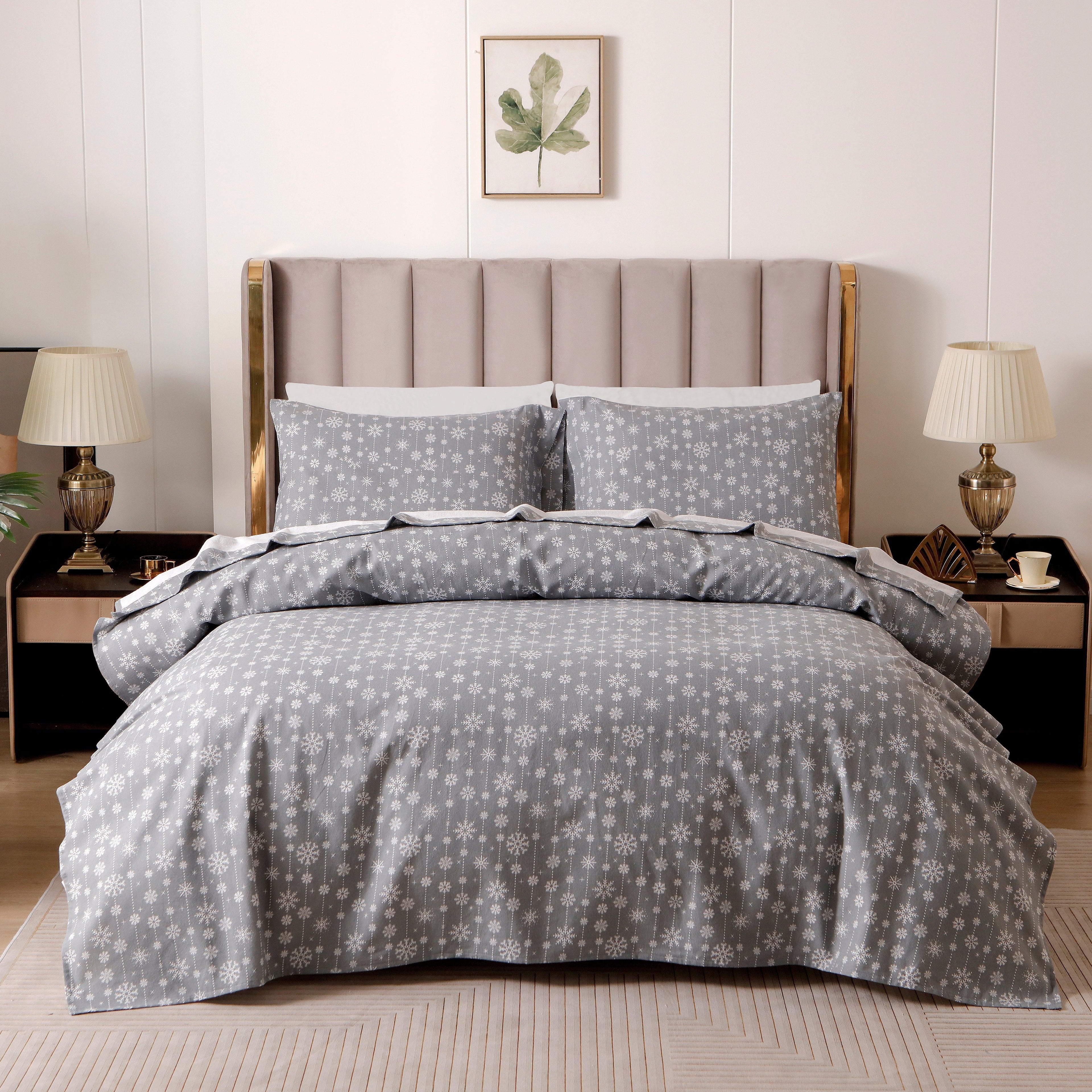 4-Piece Holiday Cotton Flannel Sheet Set - 100% Turkish Cotton