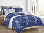 Reversible 10-Piece Marble Print Comforter Set, Includes 6-Piece Sheet Set with Double Sided Storage Pockets