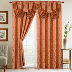 Set of 2 Deyia Jacquard Look Curtain Panels - 54" W x 84" L