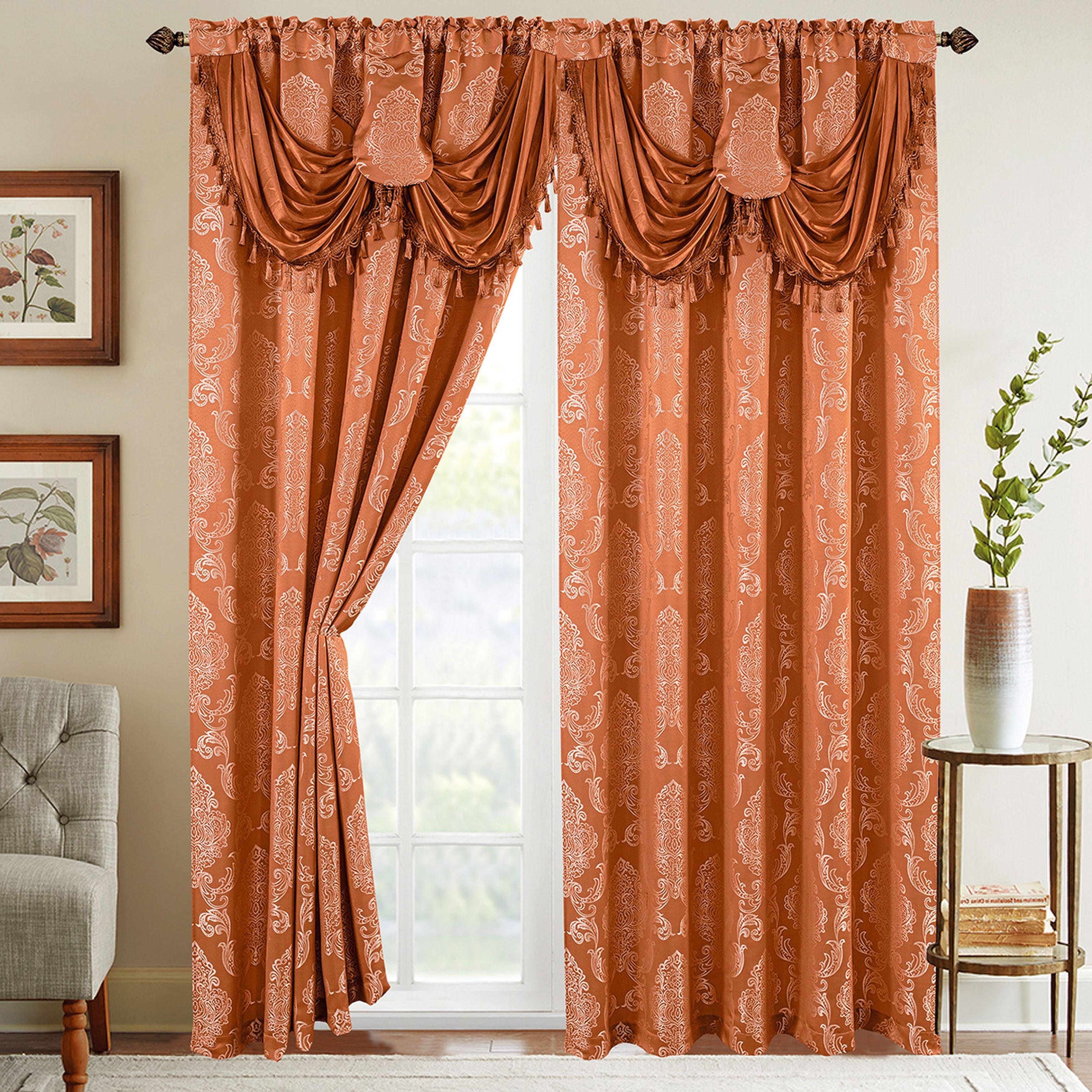 Set of 2 Deyia Jacquard Look Curtain Panels - 54" W x 84" L