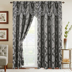 Set of 2 Nesreen Jacquard Look Curtain Panels - 54" W x 84" L