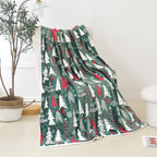 Christmas Sherpa Throw with Flannel Fleece - 50 x 60 inches