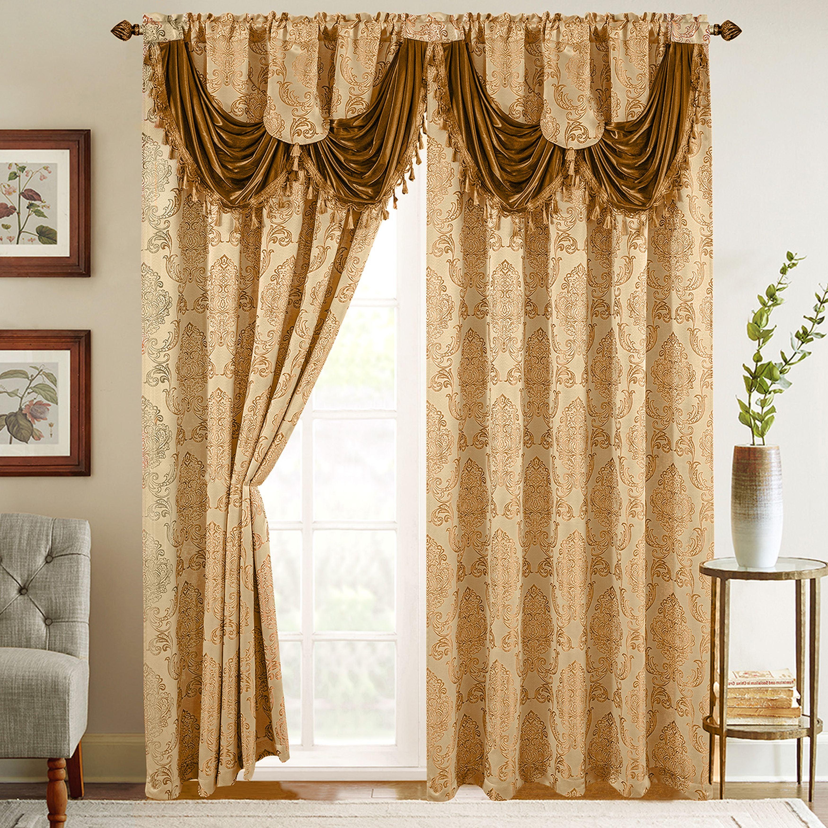Set of 2 Deyia Jacquard Look Curtain Panels - 54" W x 84" L