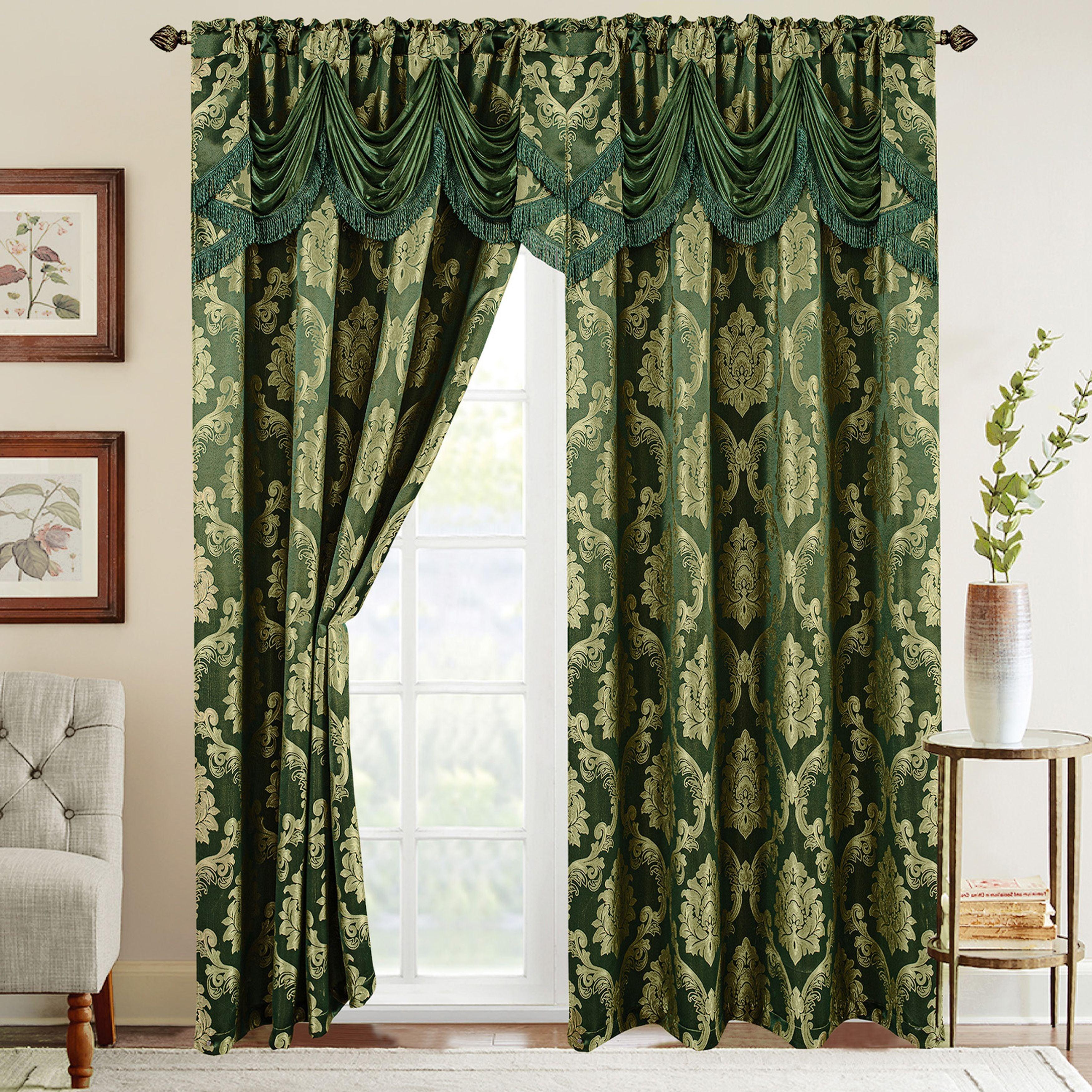 Set of 2 Nesreen Jacquard Look Curtain Panels - 54" W x 84" L