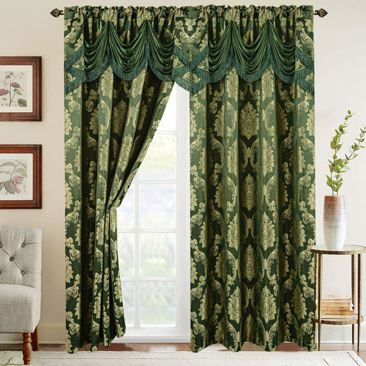 Elegant Comfort Set of 2 Nesreen Jacquard Look Curtain Panels - 54" W x 84" L