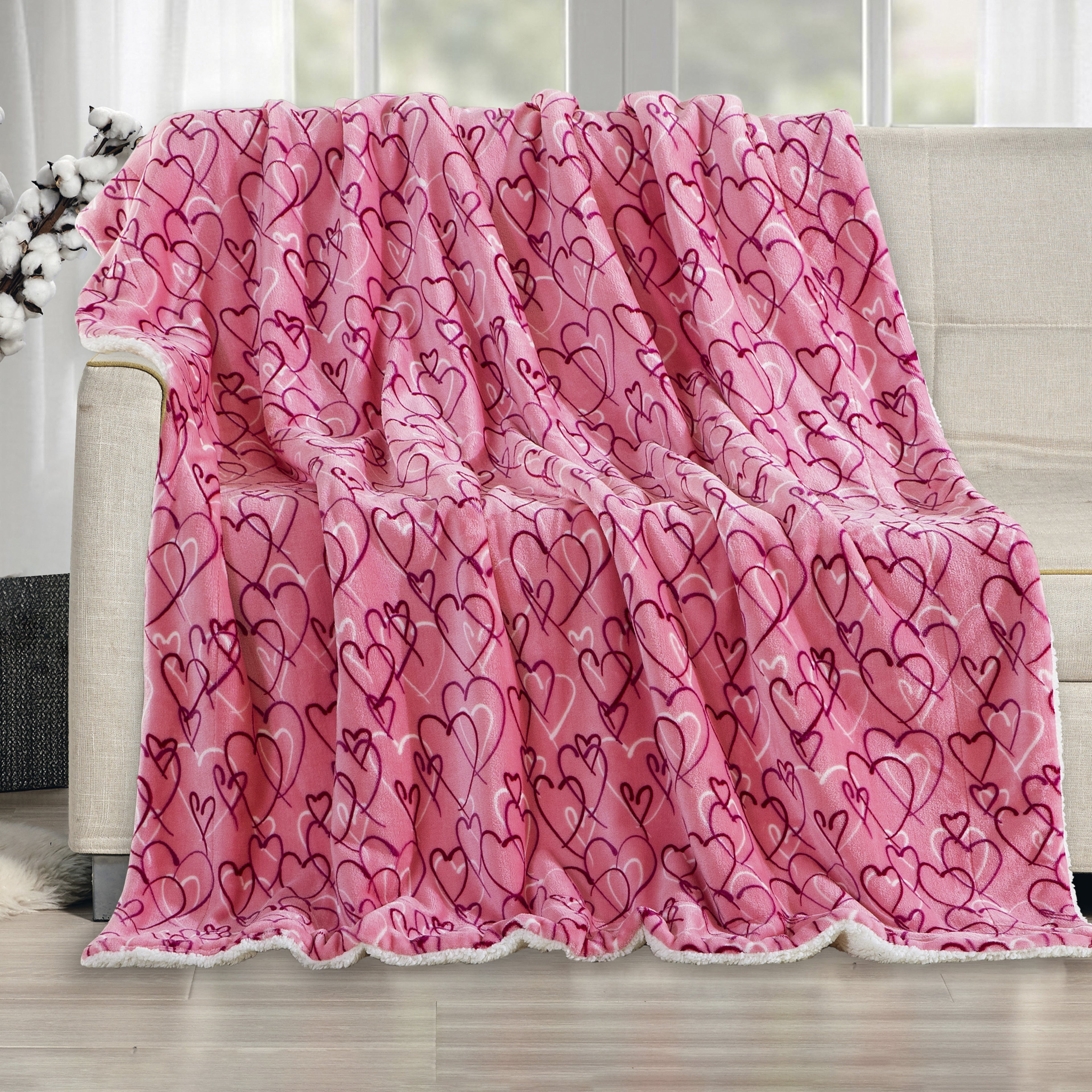 50" x 60" Valentine Inspired Sherpa Back Throw