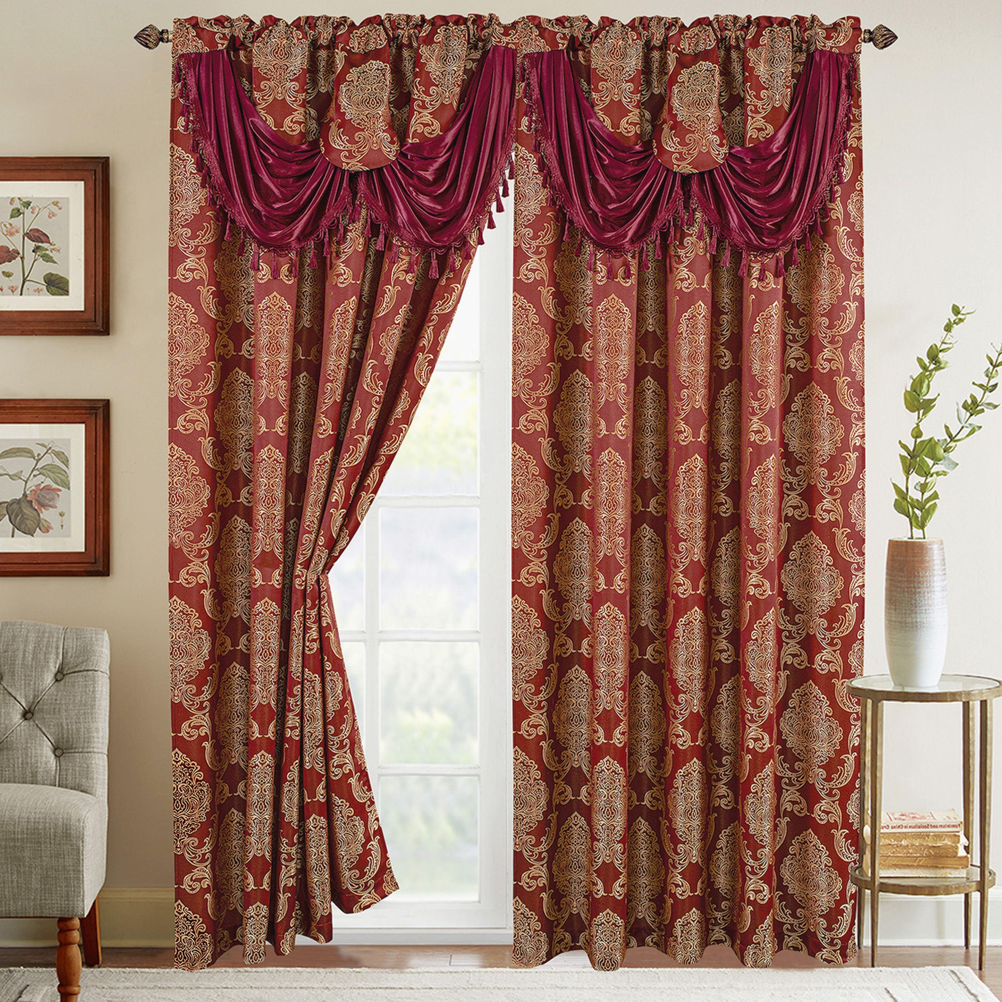 Set of 2 Deyia Jacquard Look Curtain Panels - 54" W x 84" L