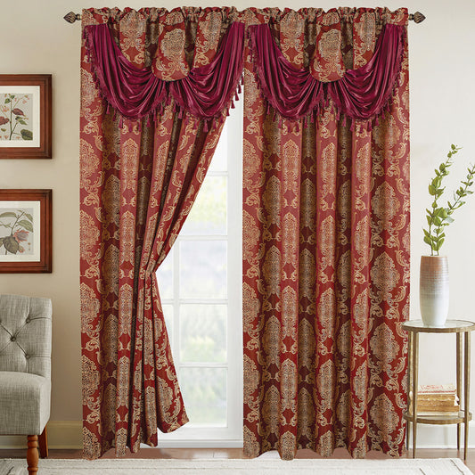 Elegant Comfort Set of 2 Deyia Jacquard Look Curtain Panels - 54" W x 84" L
