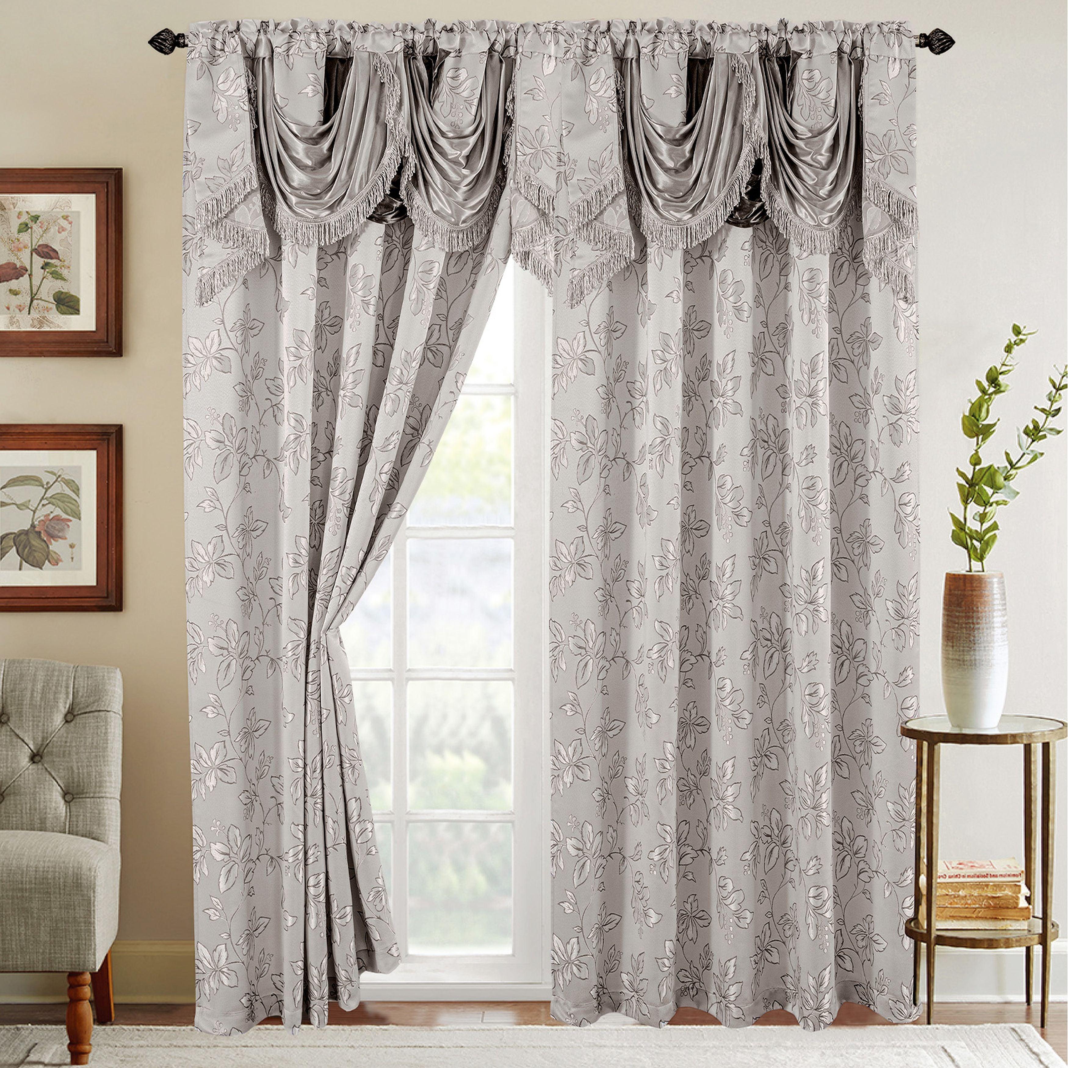 Set of 2 Shereen Jacquard Look Curtain Panels - 54" W x 84" L