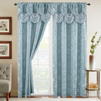 Set of 2 Saffa Jacquard Look Curtain Panels - 54" W x 84" L