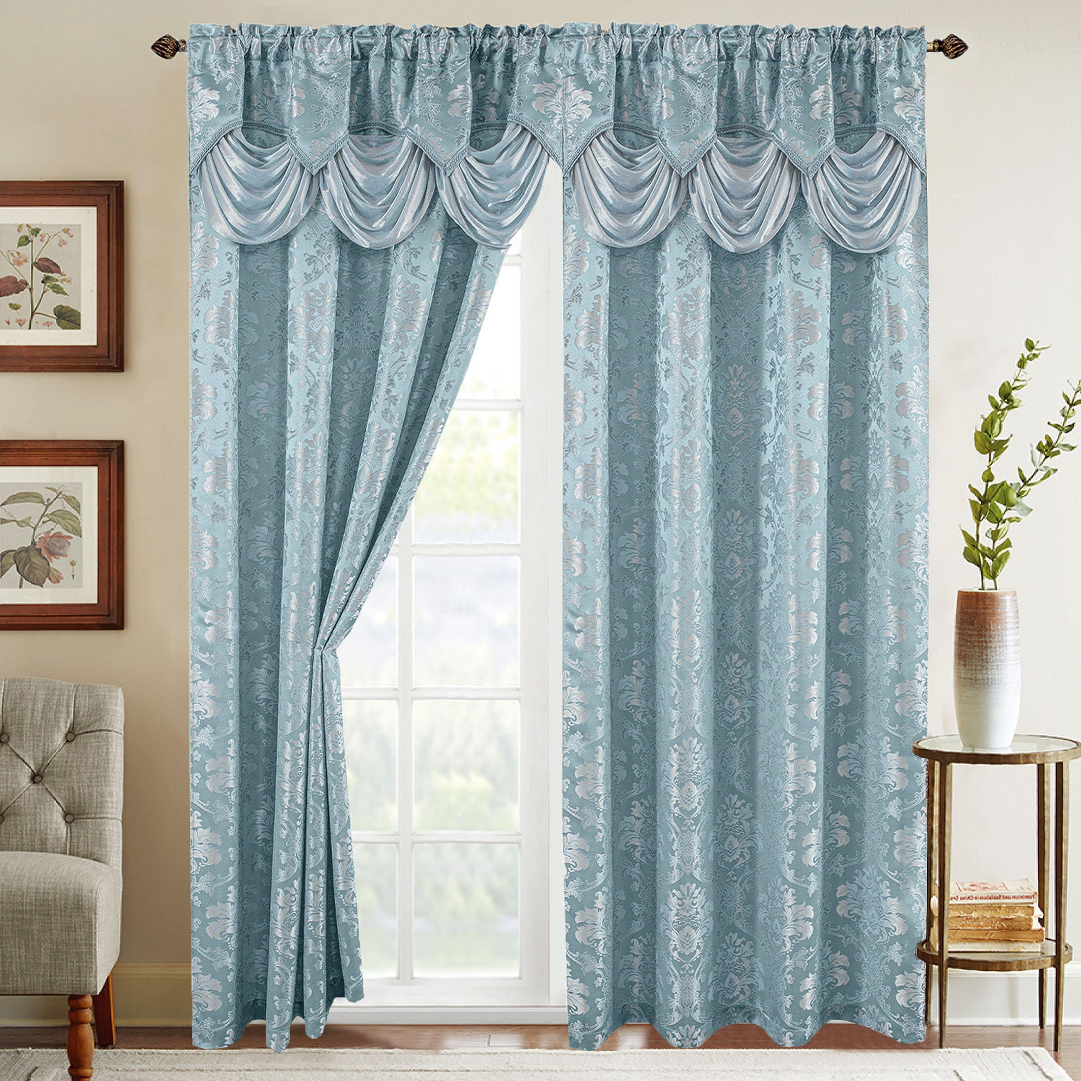 Set of 2 Saffa Jacquard Look Curtain Panels - 54" W x 84" L