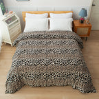 Leopard Printed Velour Fleece Blanket Animal Print Design - Velvety Feel