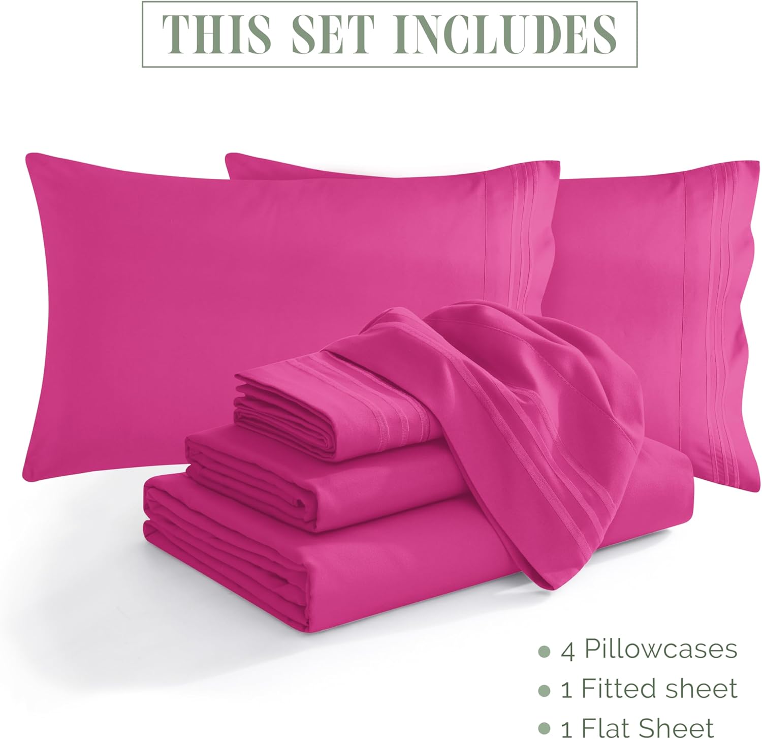 Extra deep Pocket 3 Line Embroidery, 6-Piece Sheet Set