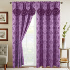 Set of 2 Saffa Jacquard Look Curtain Panels - 54" W x 84" L
