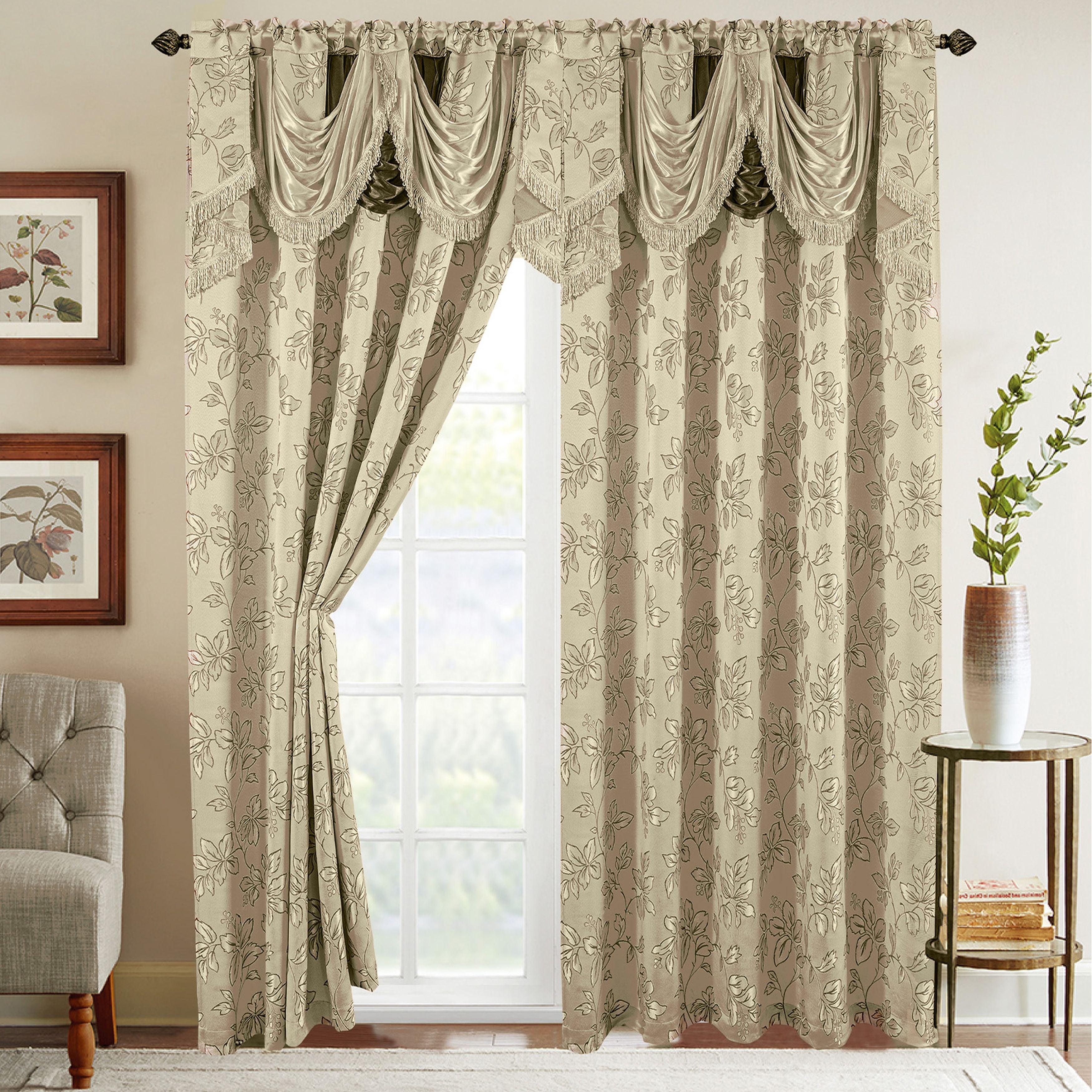 Set of 2 Shereen Jacquard Look Curtain Panels - 54" W x 84" L