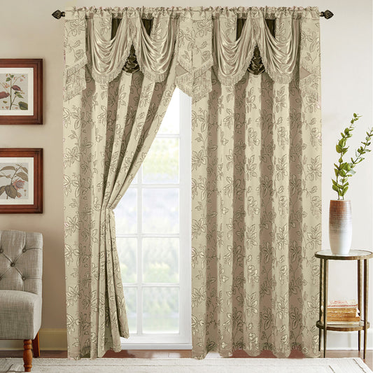 Elegant Comfort Set of 2 Shereen Jacquard Look Curtain Panels - 54" W x 84" L