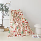 Christmas Sherpa Throw with Flannel Fleece - 50 x 60 inches