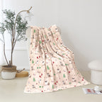 Christmas Sherpa Throw with Flannel Fleece - 50 x 60 inches