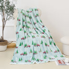 Christmas Sherpa Throw with Flannel Fleece - 50 x 60 inches