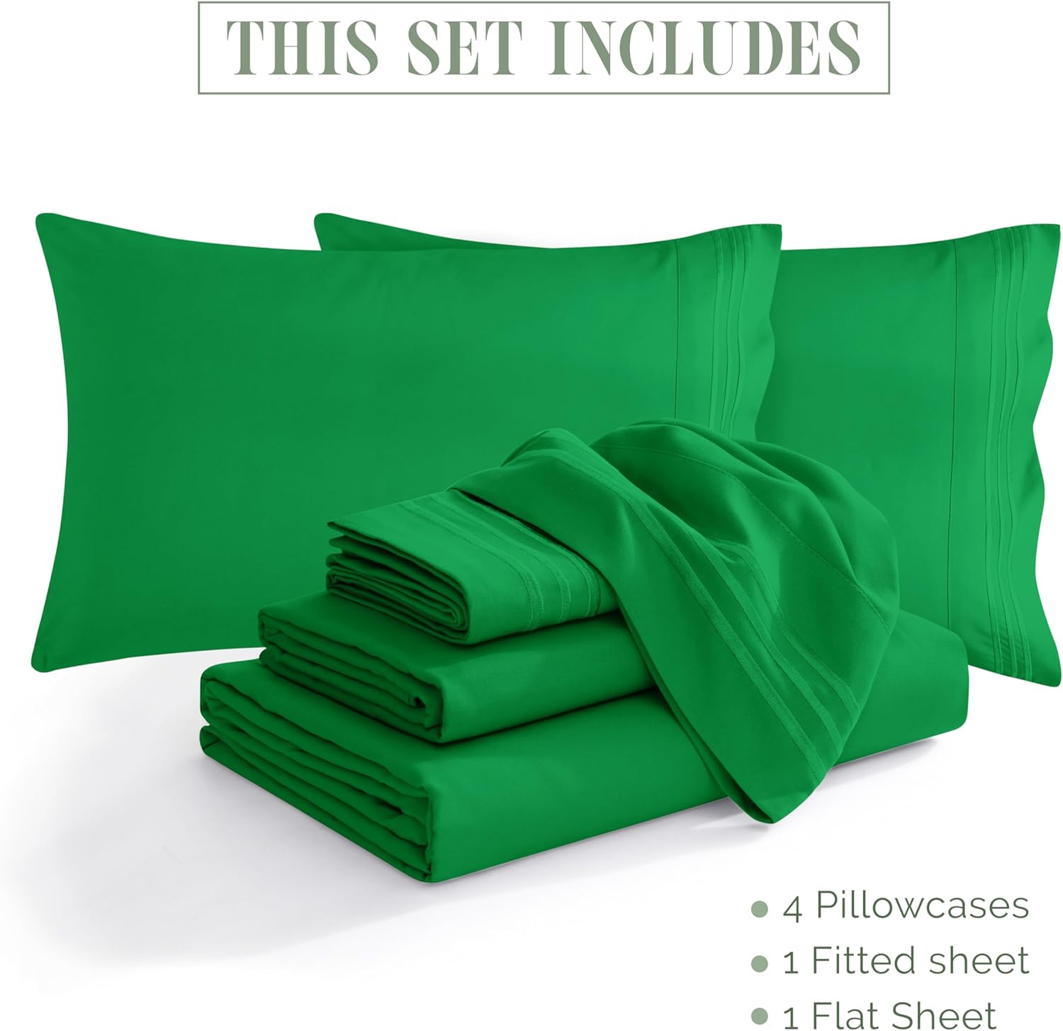 Extra deep Pocket 3 Line Embroidery, 6-Piece Sheet Set