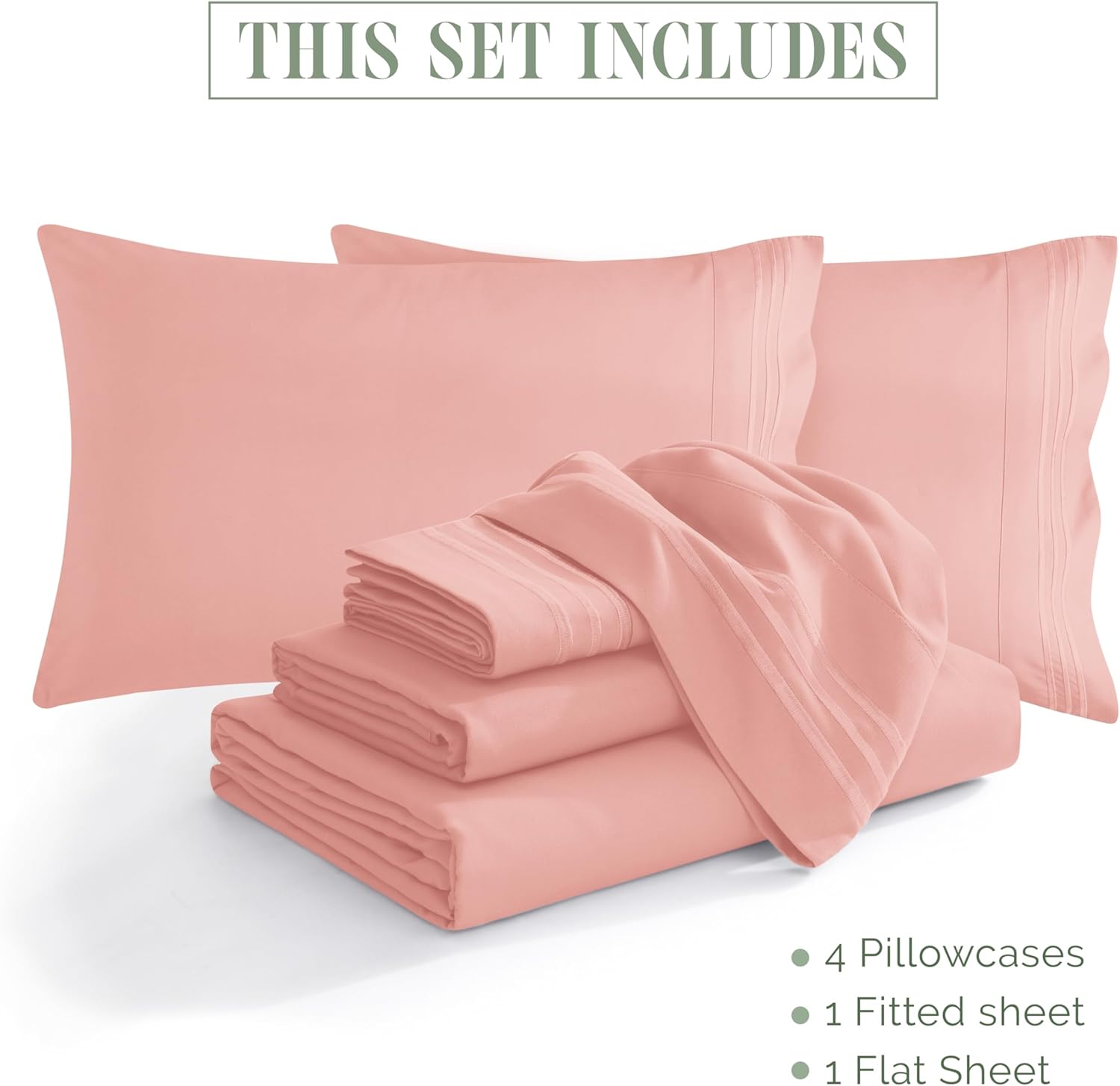 Extra deep Pocket 3 Line Embroidery, 6-Piece Sheet Set