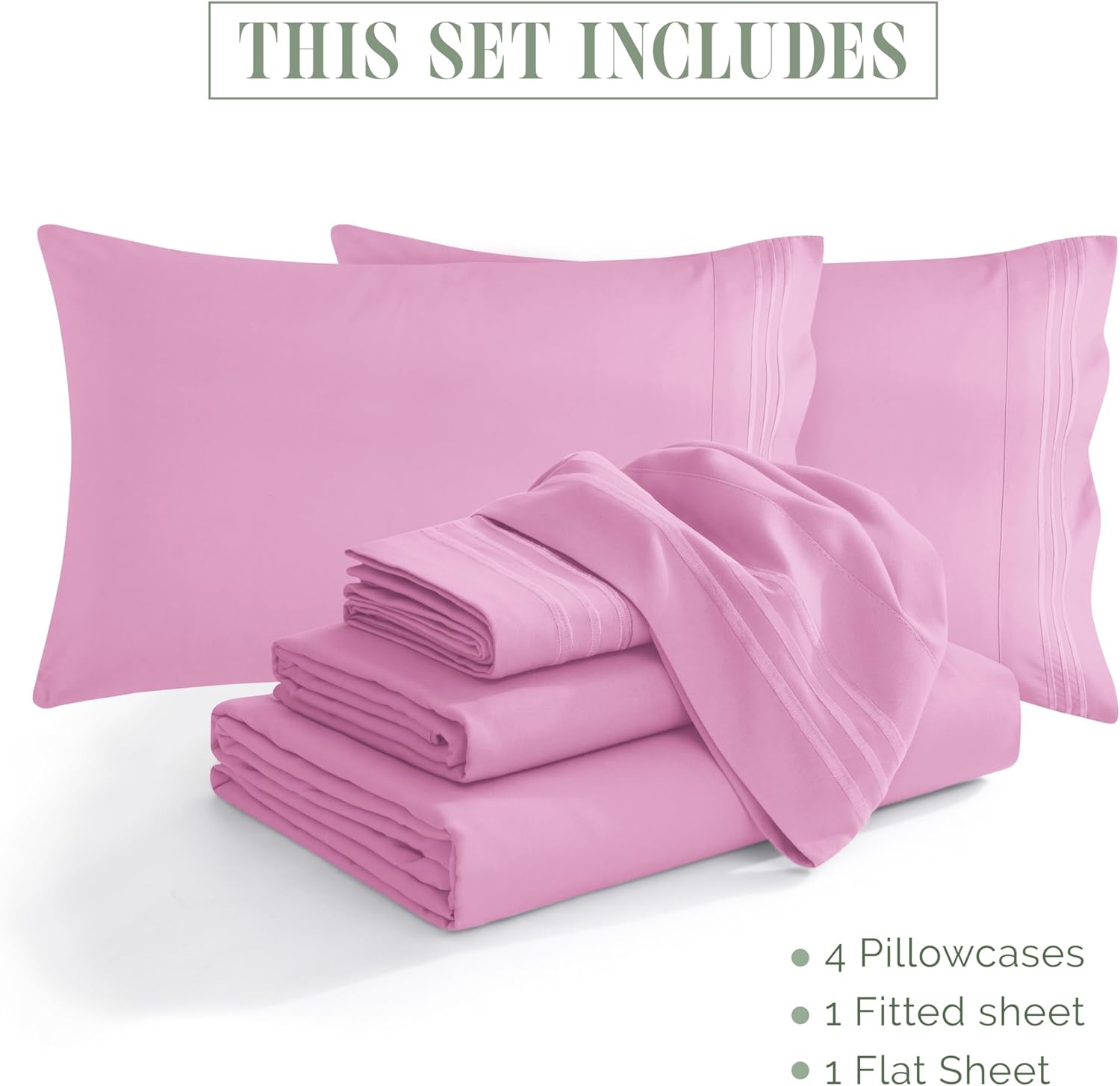 Extra deep Pocket 3 Line Embroidery, 6-Piece Sheet Set