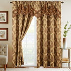 Set of 2 Nesreen Jacquard Look Curtain Panels - 54" W x 84" L