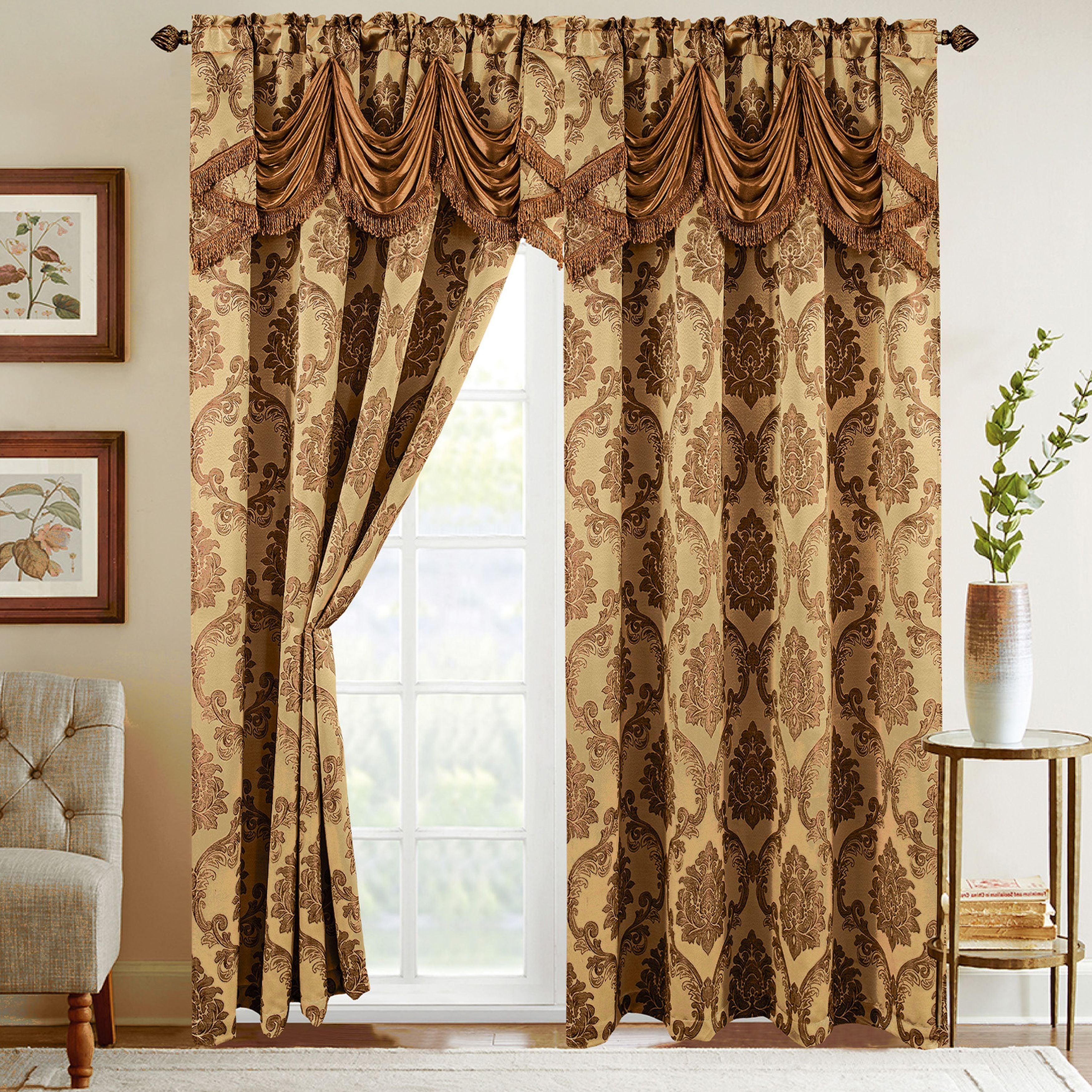 Set of 2 Nesreen Jacquard Look Curtain Panels - 54" W x 84" L
